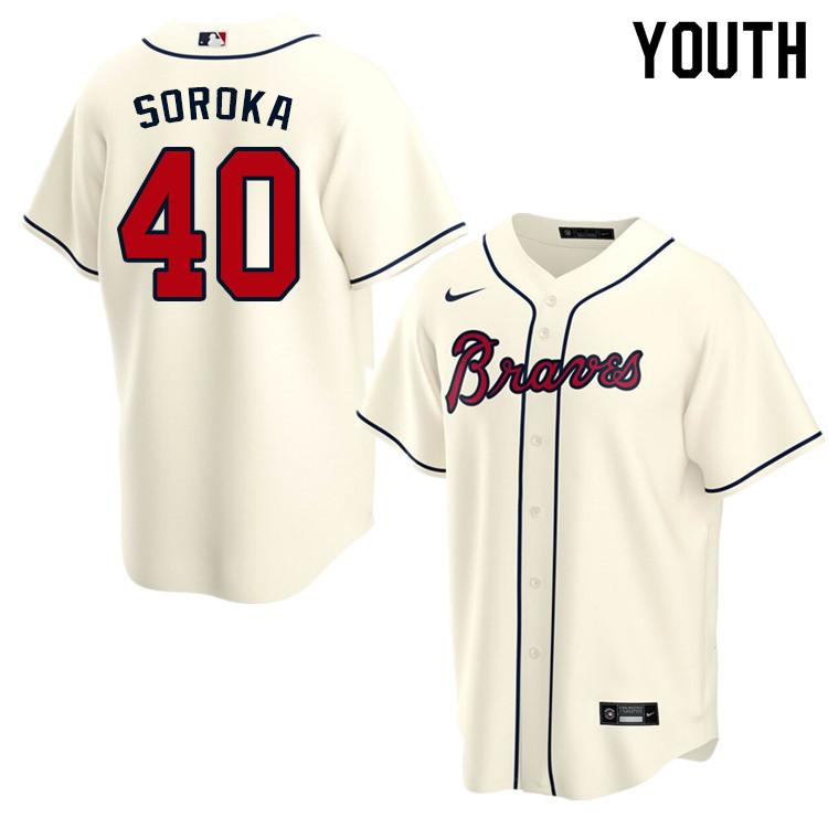 Nike Youth #40 Mike Soroka Atlanta Braves Baseball Jerseys Sale-Cream